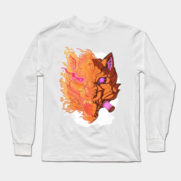 Metal Cyber Wolf Unleashed Long Sleeve T-Shirt by itsmidnight